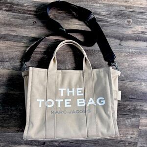 MARC JACOBS - Medium Canvas Tote in Beige with White Logo - MSRP $195